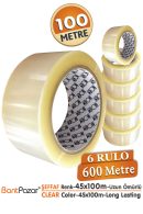 45 mm x 100 m şeffaf hotmelt koli bandı 6'lı paket