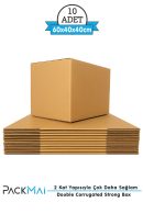 60x40x40 cm 6 mm çift oluklu kraft taşıma kolisi, 10'lu paket
