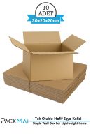 30x20x20 cm tek oluklu 3 mm hafif eşya kolisi, 10'lu paket
