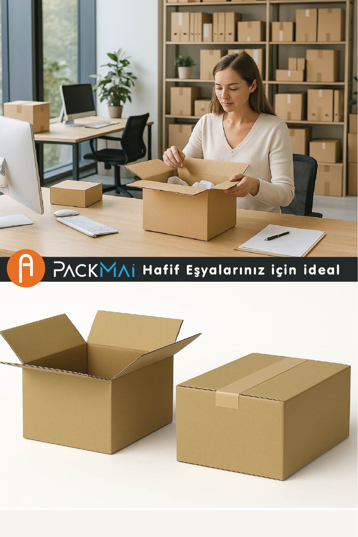 30x20x20 cm karton koli 10'lu paket görünümü